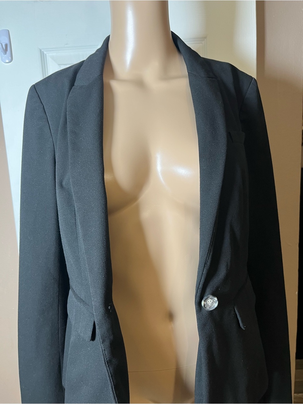 Ann Taylor LOFT Black Classic One-Button Blazer Jacket Size 0 - Picture 5 of 17
